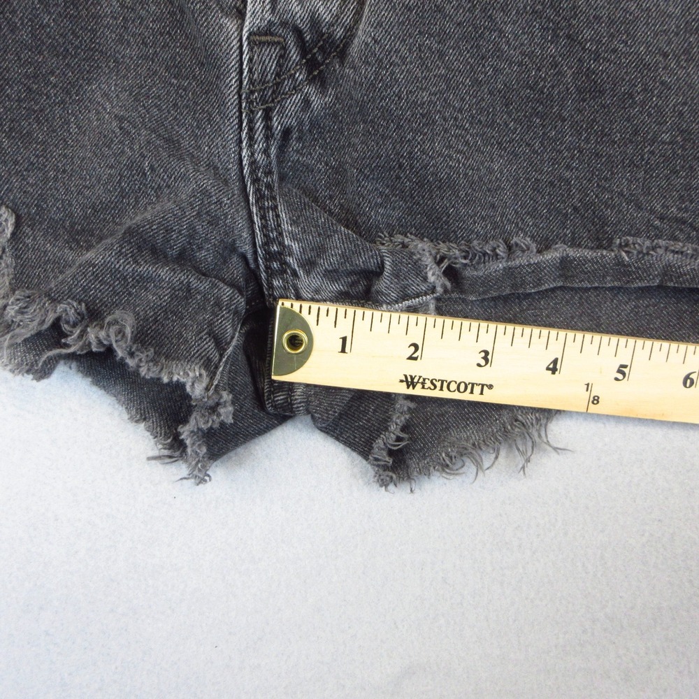 Levi's 501 Shorts Women W27 Black Denim Cut Off Frayed Hem Button Fly - Picture 7 of 10
